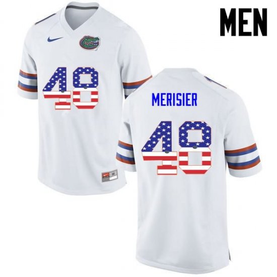 Men's Florida Gators #48 Edwitch Merisier NCAA Nike White USA Flag Fashion Authentic Stitched College Football Jersey POK2262AK